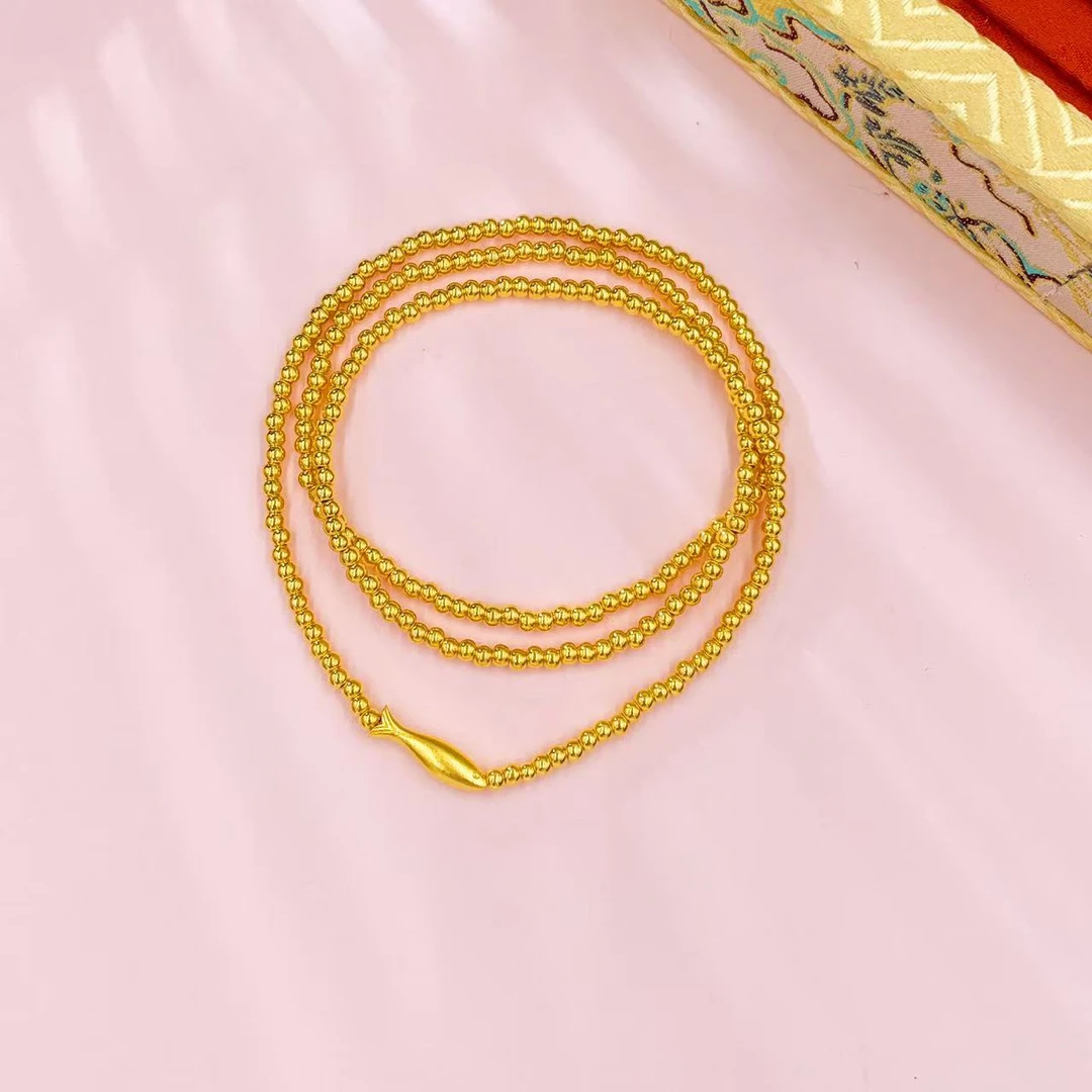 爱一IBELOVE 足金999  年年有余三圈手串/项链 一物双带！