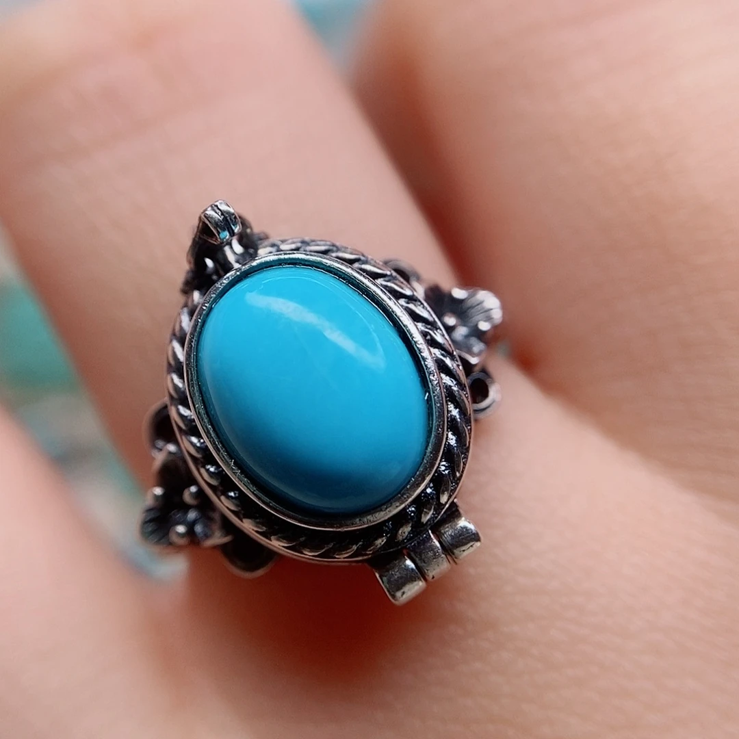 绿松石戒指银S925镶嵌