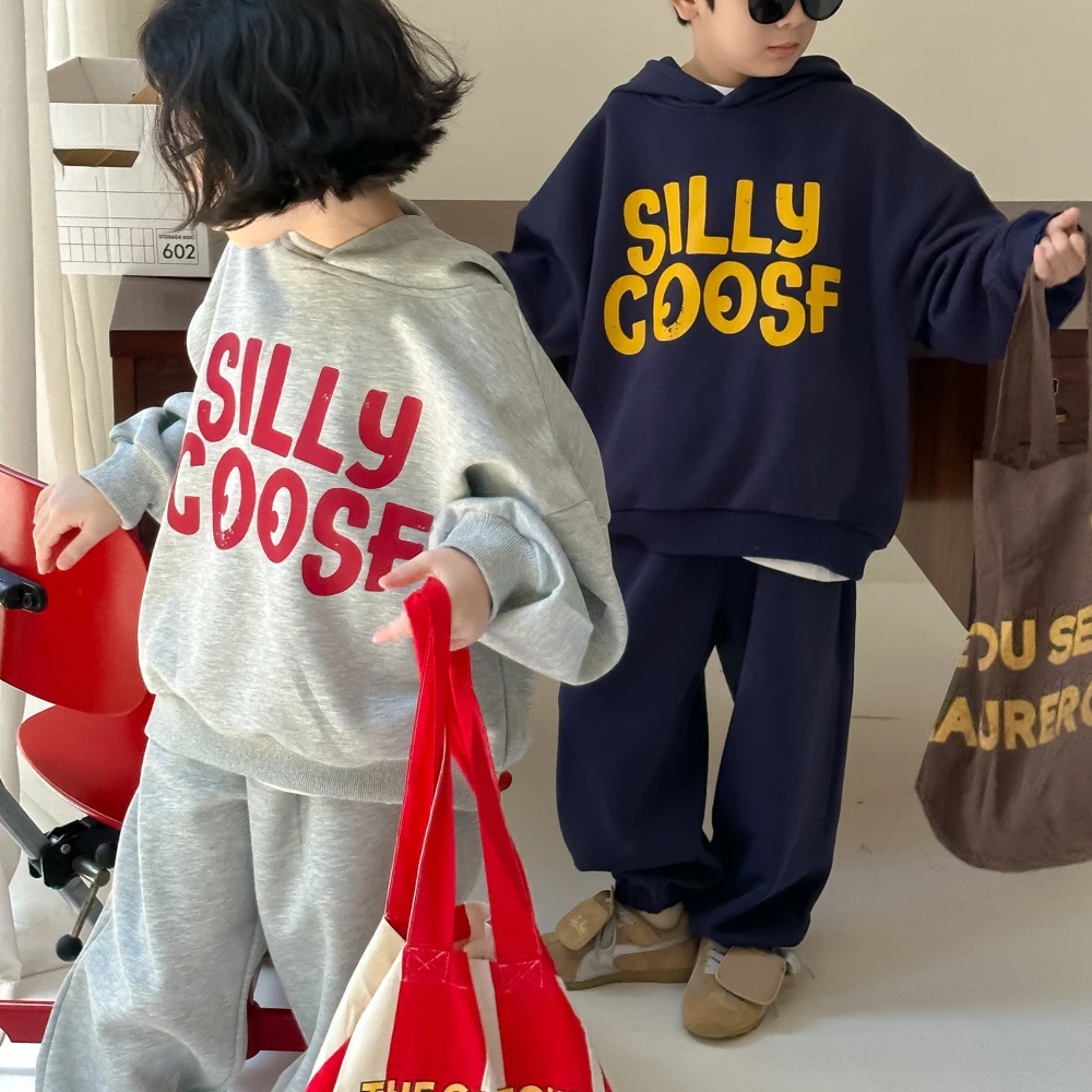 童泰【断码】童套装春款儿童韩版字母两件套儿童长袖长裤宽松