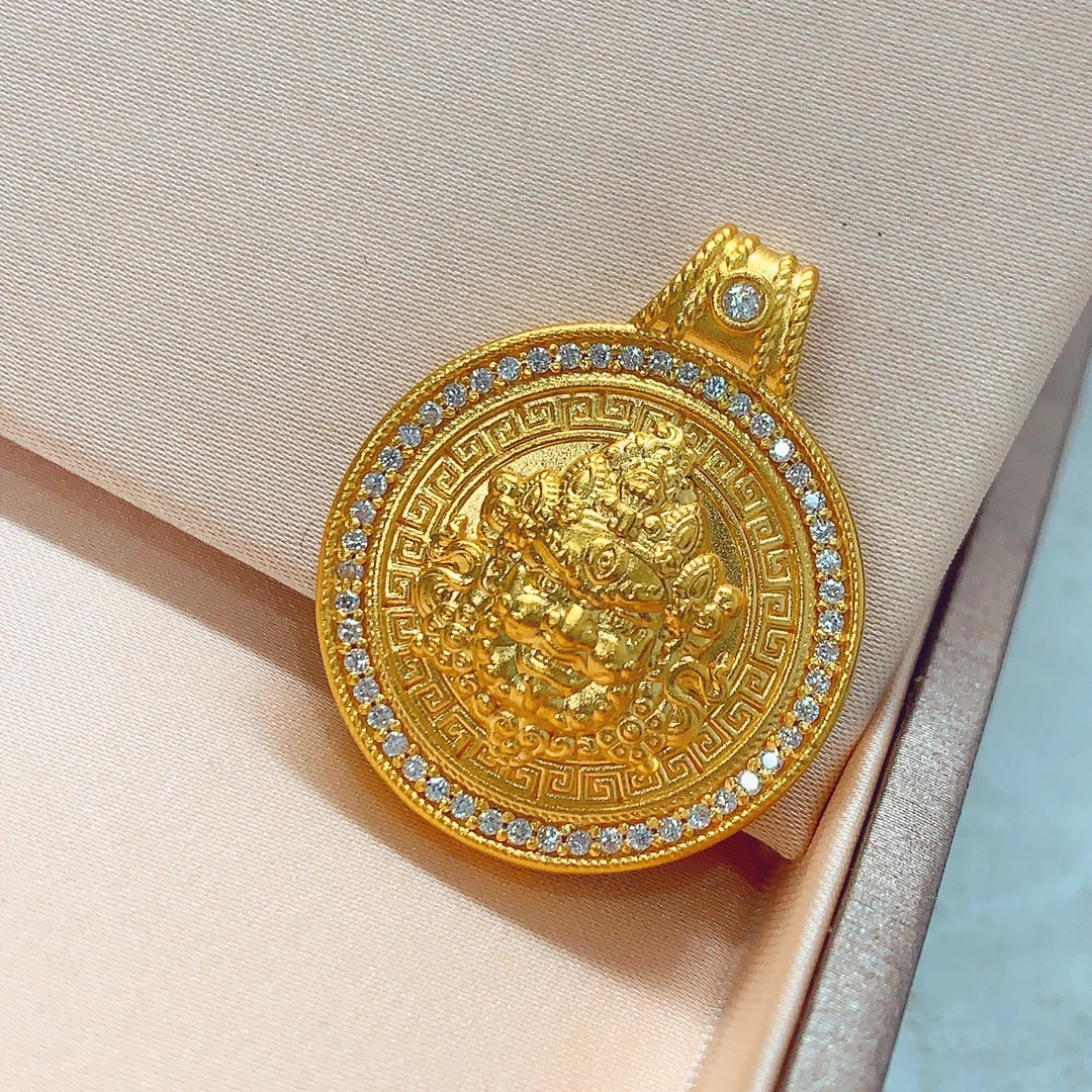 【水贝黄金】999足金5G工艺黄金黄财神吊坠X300