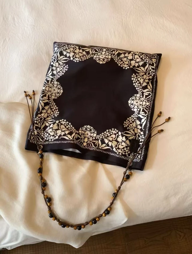 法式新品蒙古包大容量双面印花串珠单肩设计感