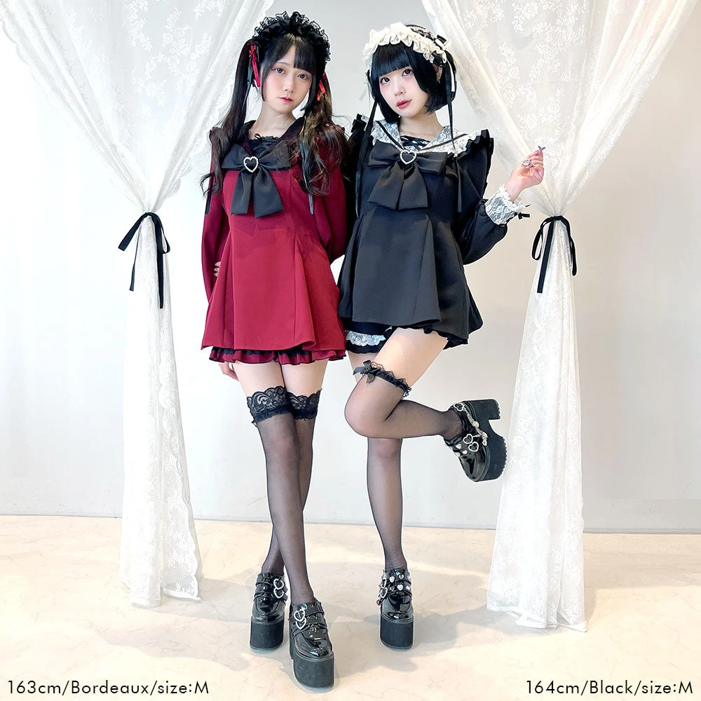 梦展望流行时尚潮牌女装学院风蕾丝水手领长袖百褶套装番号535000