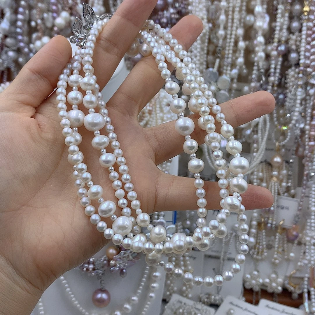 自***野项链耳饰银S925镶嵌淡水珍珠