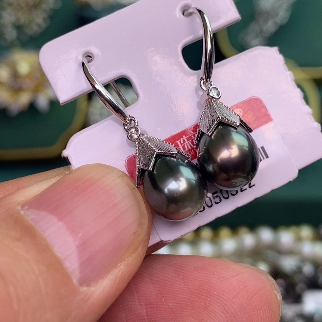银S925镶嵌耳饰海水珍珠