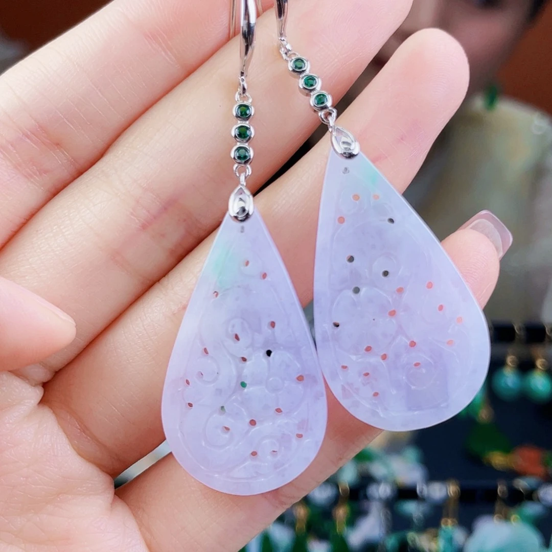 翡翠银S925镶嵌耳饰饰品