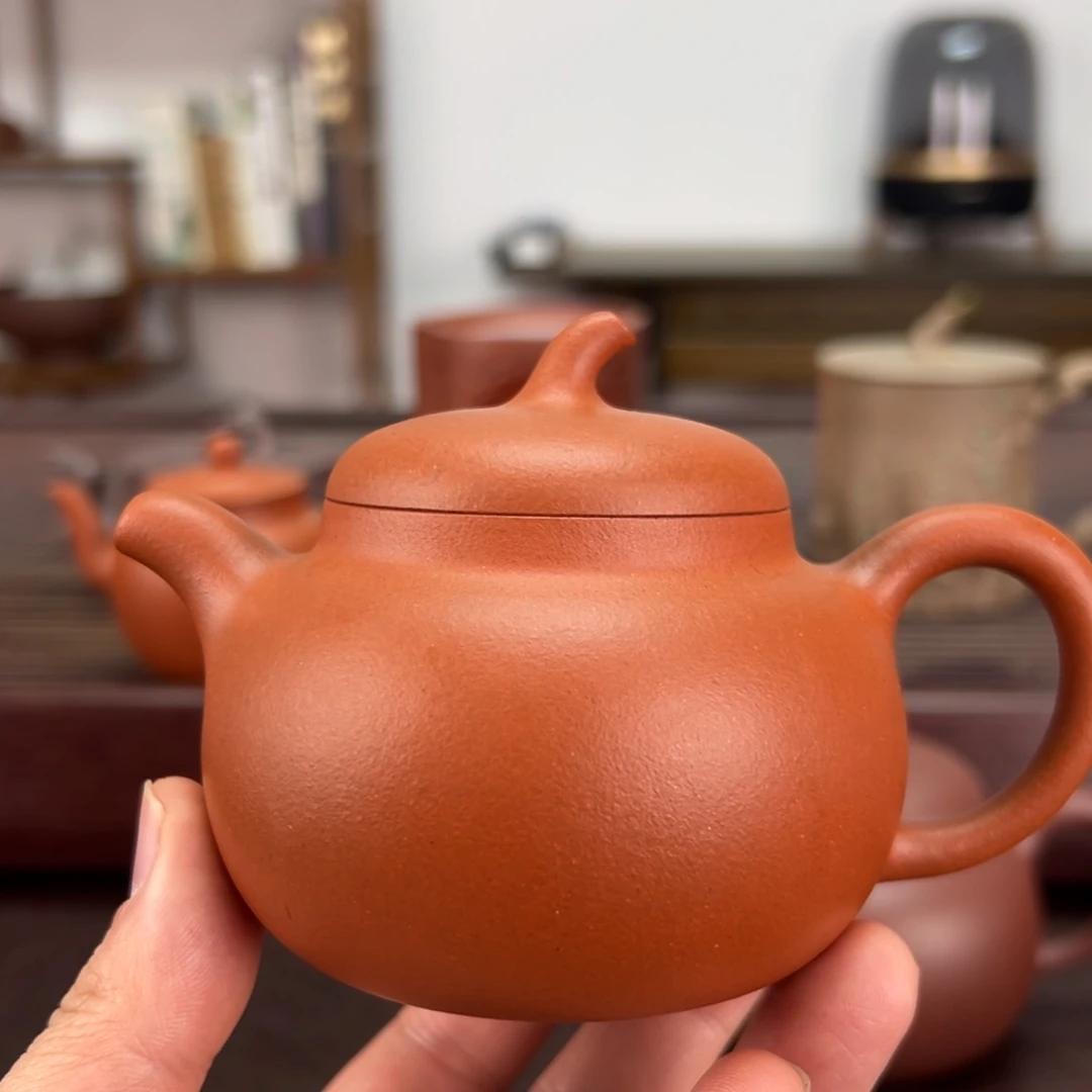 紫砂茶壶大红泥茄瓜170毫升