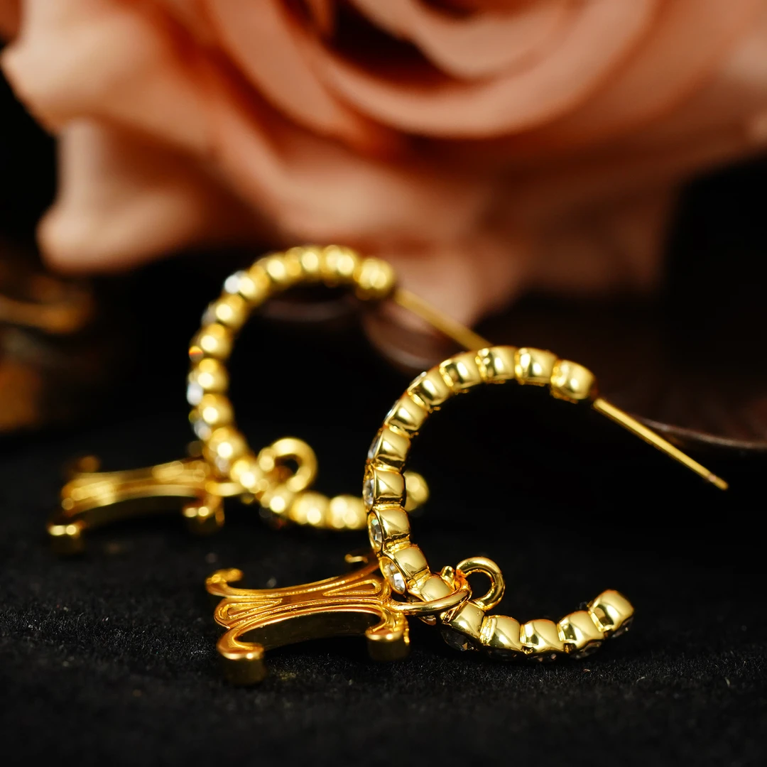 铜合金耳饰 【3209】LeLe 耳钉 精致气质设计师款