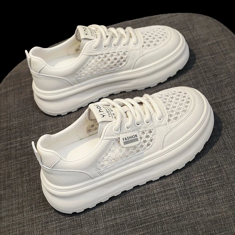 175网鞋女透气网面大网眼厚底真皮小白鞋新款夏季镂空包头凉鞋A9