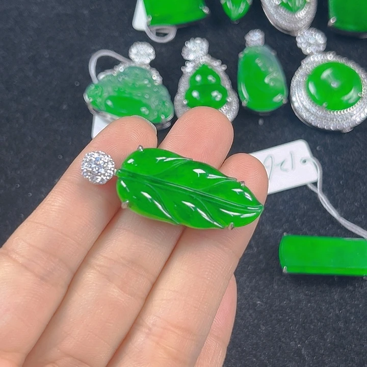 翡翠银S925镶嵌吊坠(不含链)