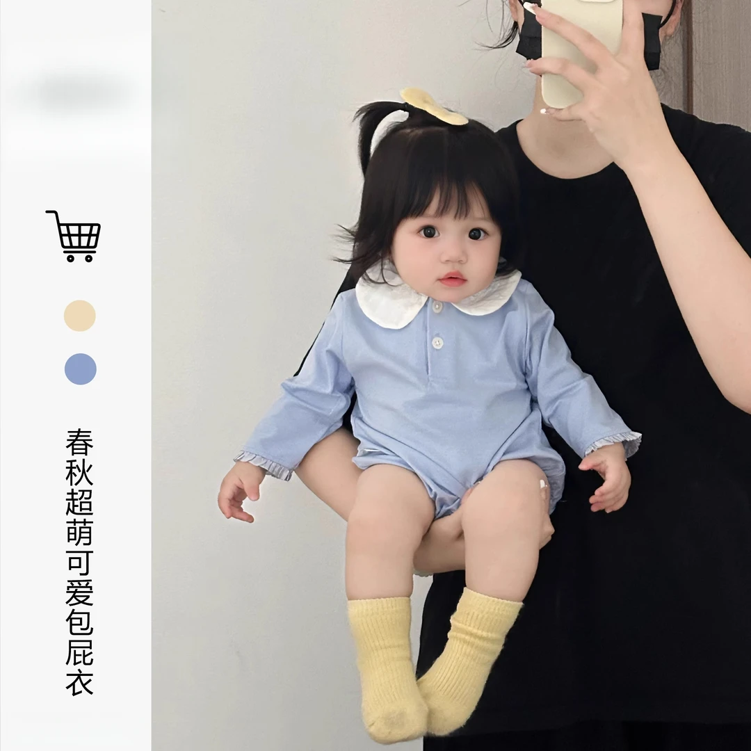 女宝早秋穿搭包屁衣宝宝秋季连体衣婴儿入秋衣服超萌小月龄外出服