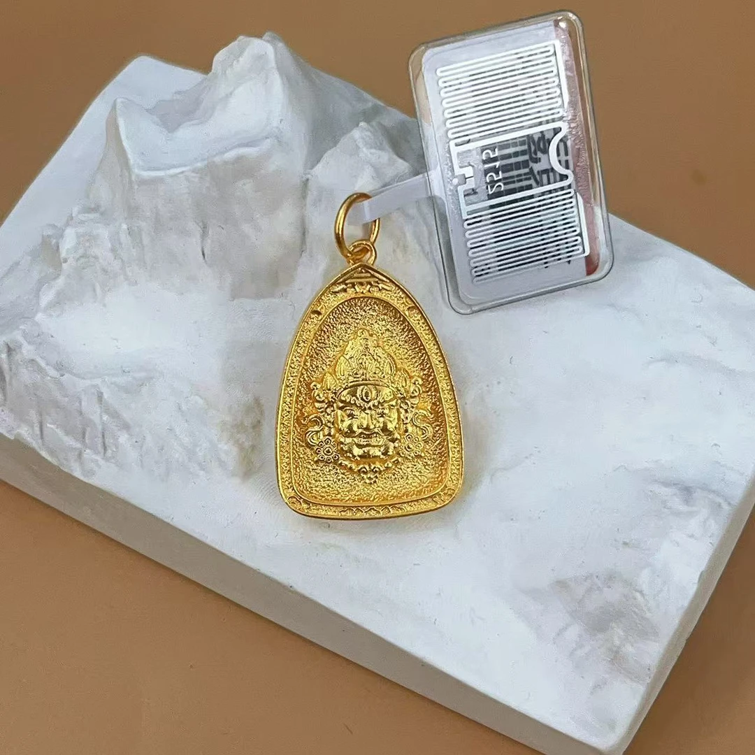 黄金 足金999 古法工艺  三角黄财吊坠黄金吊坠 黄金按克卖