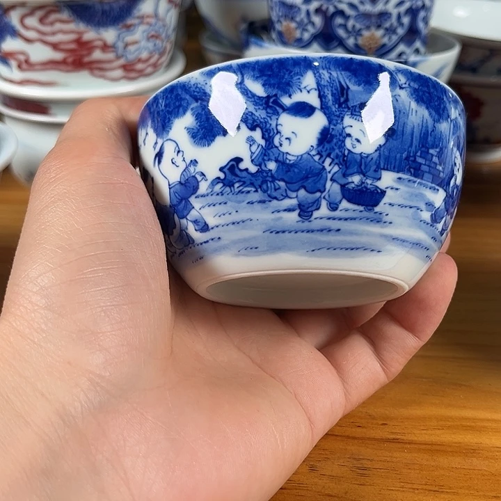 青花童子杯子杯子杯子