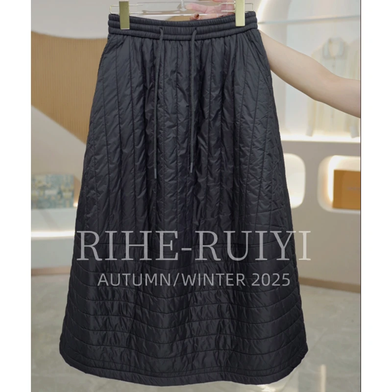 R H 【羊毛棉裙】秋冬新品宽松百搭经典高腰垂感显瘦半身裙062