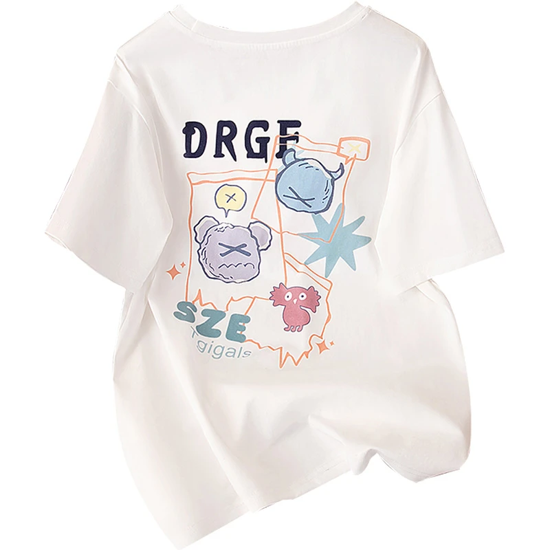 丝柏舍2025夏装新款女装气质休闲印花短袖宽松T恤S42X5743T