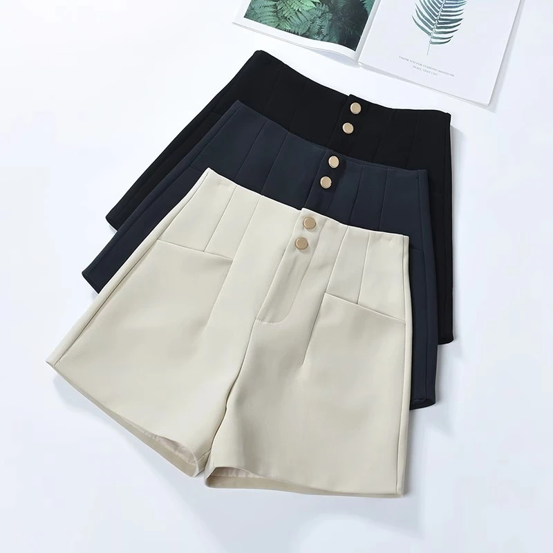 西装短裤女夏季新款爆款黑色高腰A字显瘦阔腿裤外穿打底热裤