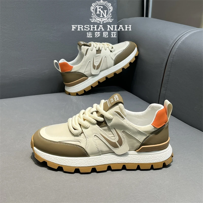 法莎尼亚舒适耐磨老爹鞋新款时尚增高软底百搭拼色圆头男士休闲鞋