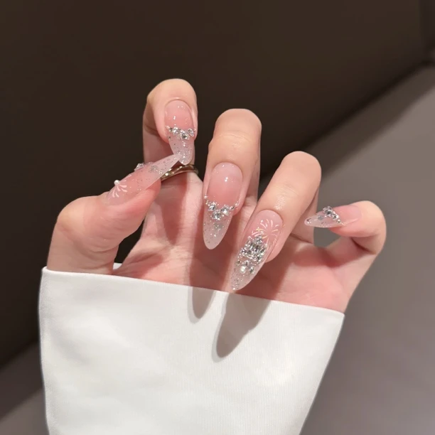 【烟花秀】气质浪漫锆石城堡手绘烟花亮片百搭纯手工穿戴甲