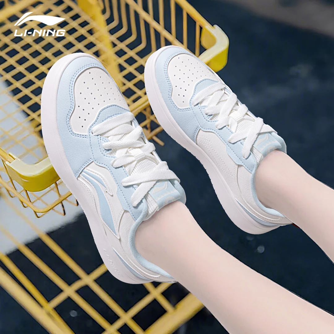 李宁初云板鞋女款2025冬季官方正品蓝白撞色百搭时尚潮流休闲鞋子
