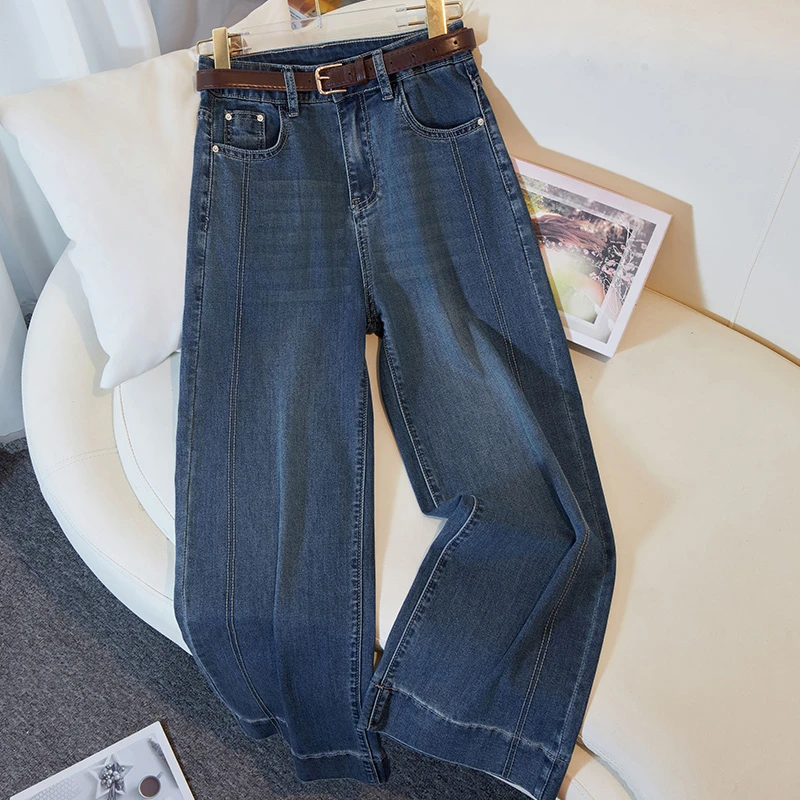 妙臻夏秋季牛仔裤阔腿牛仔裤直筒裤女小个子女裤九分裤子女裤3309