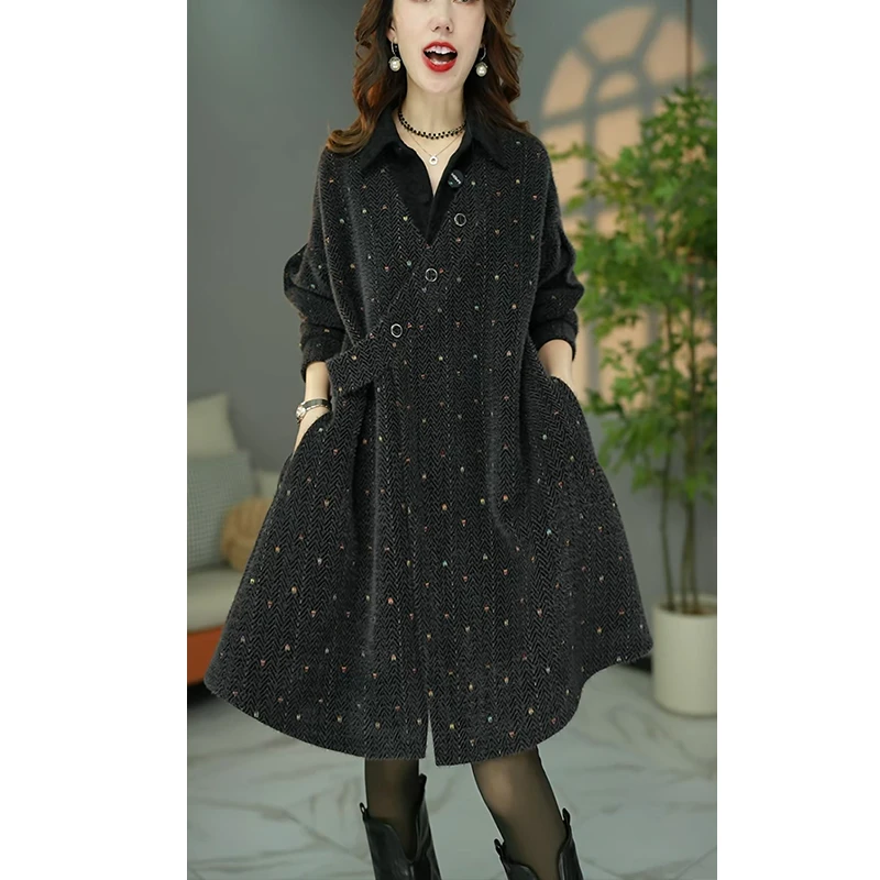 秋冬加厚妈妈装连衣裙女装2025年新款显瘦气质中长款高档时尚裙子