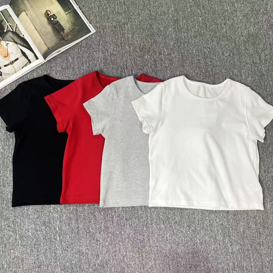 84057余小鱼 【心动一夏】四色字母印花圆领休闲百搭短袖T恤女装