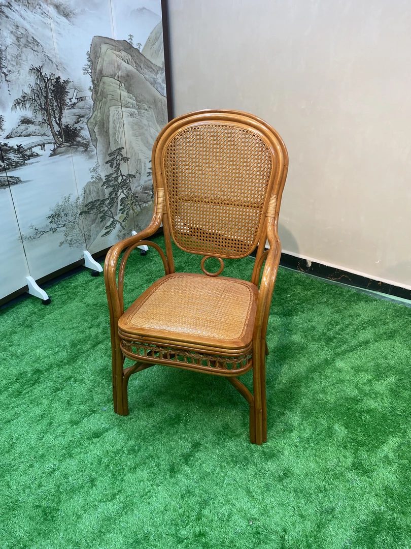 藤椅子高靠背天然藤编织单人家用餐椅休闲阳台书房送老人藤椅家具