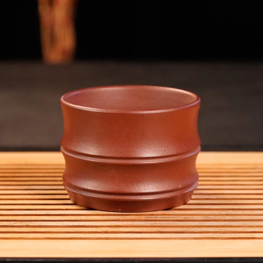 GS17-019  宜兴手工紫砂   红泥竹节杯