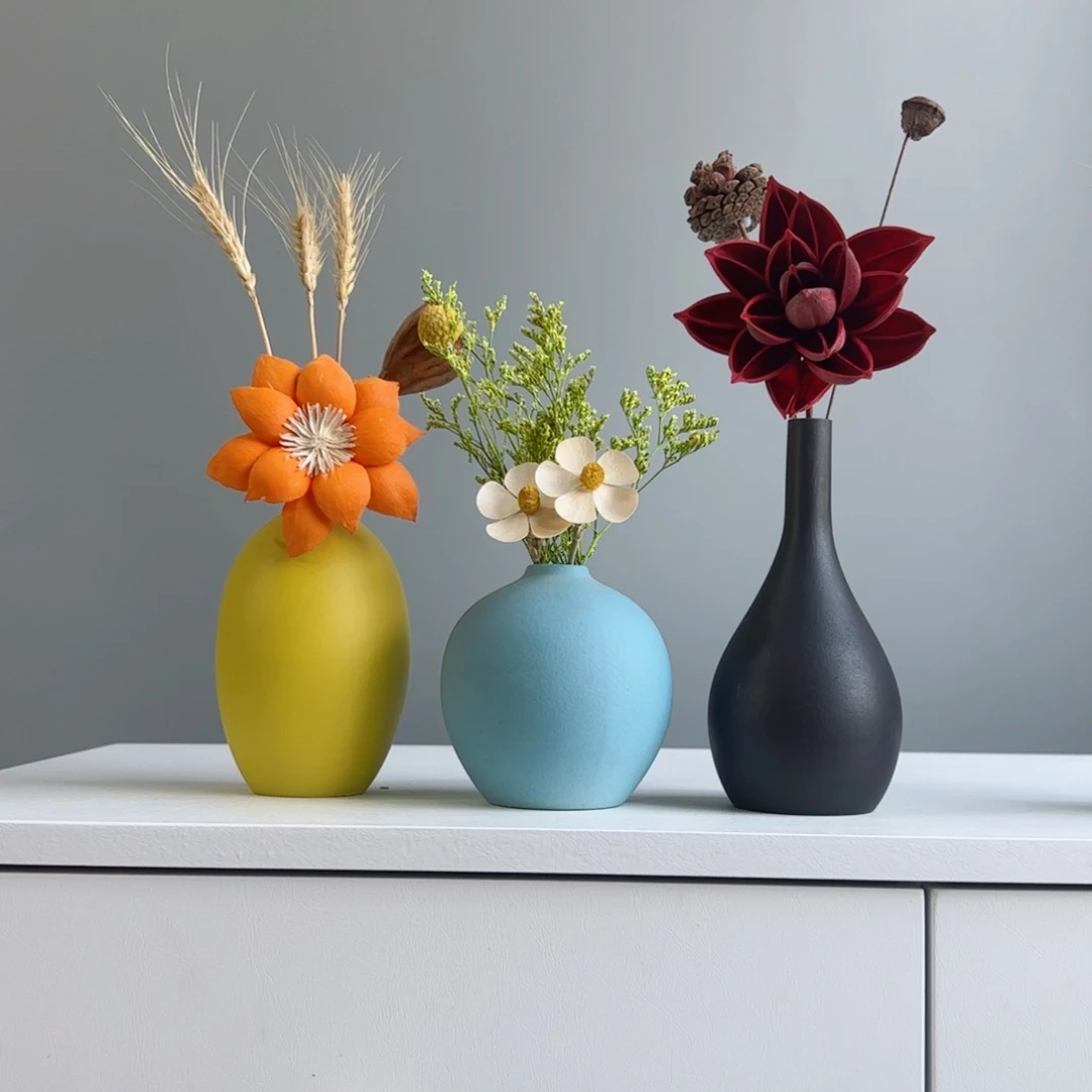 摆件陶瓷小花瓶摆件含花总高约20-30cm