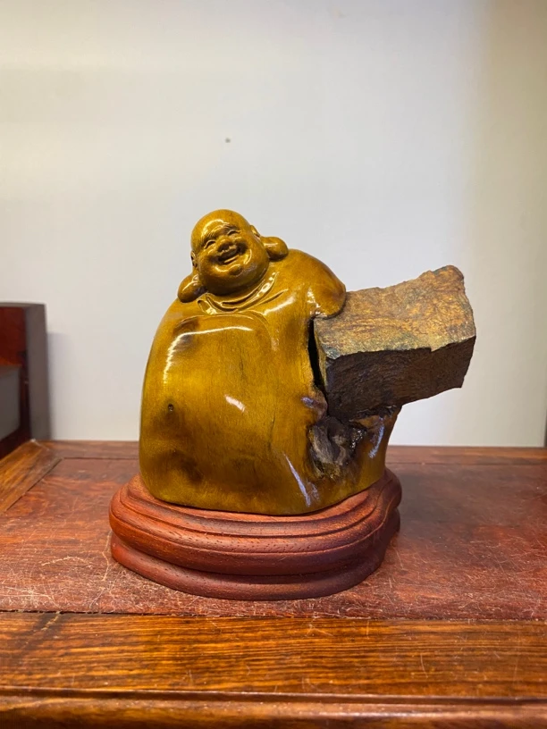 小叶楠手工木质木雕根雕办公桌博古架送礼品家用弥勒佛摆件工艺品