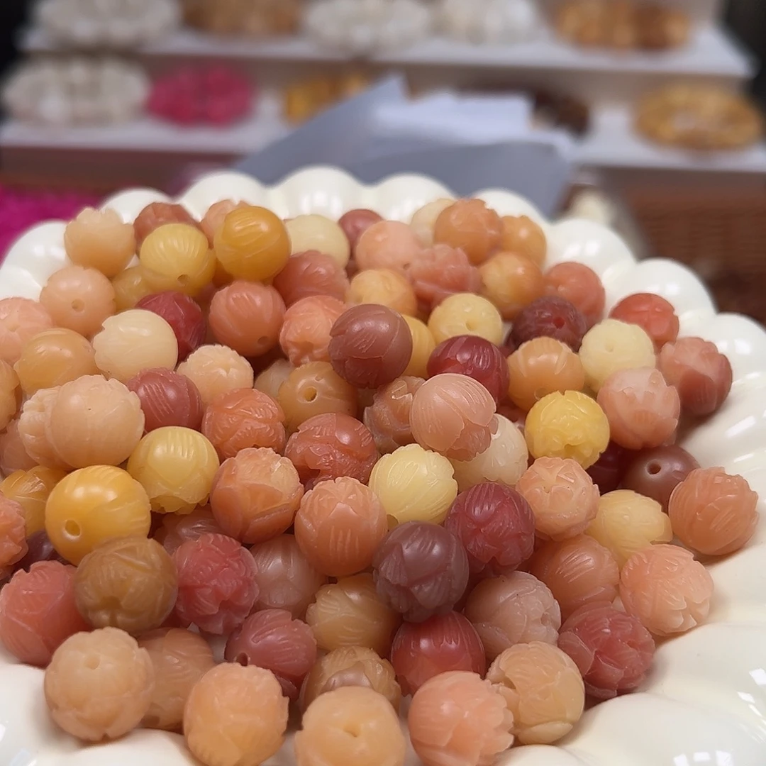 手串菩提根/象牙果卡12粉色步步生莲20颗