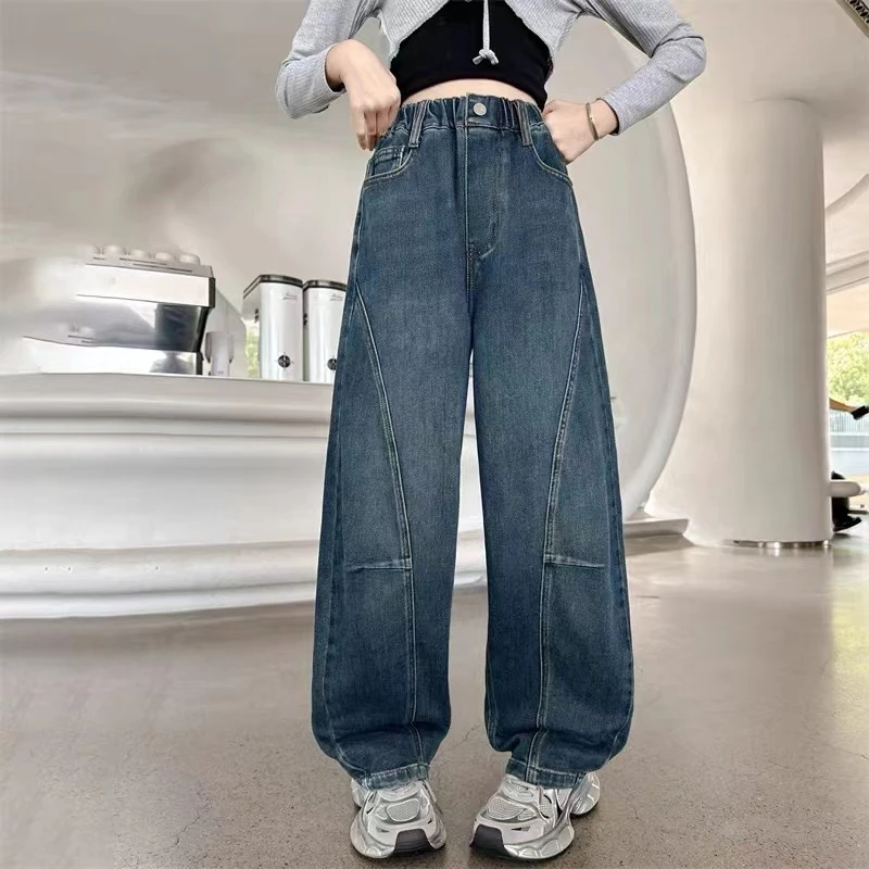 姐弟款春秋牛仔弯刀裤254