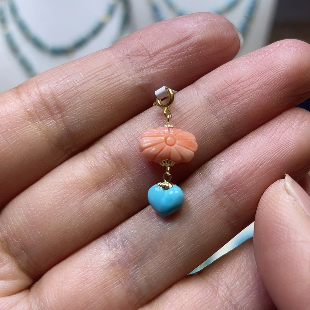 绿松石18K金镶嵌滴流