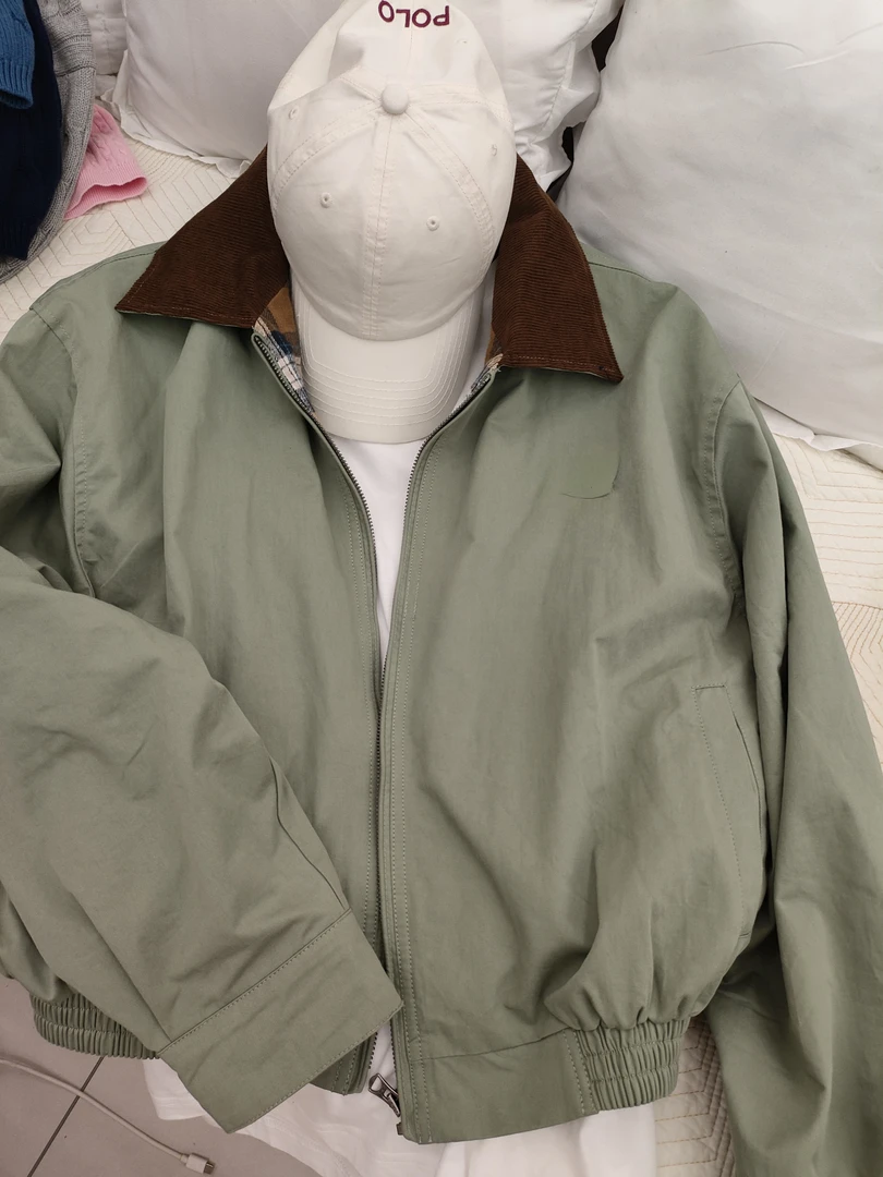 2025新款刺绣灯芯绒拼色翻领美式复古夹克外套春秋运动时尚