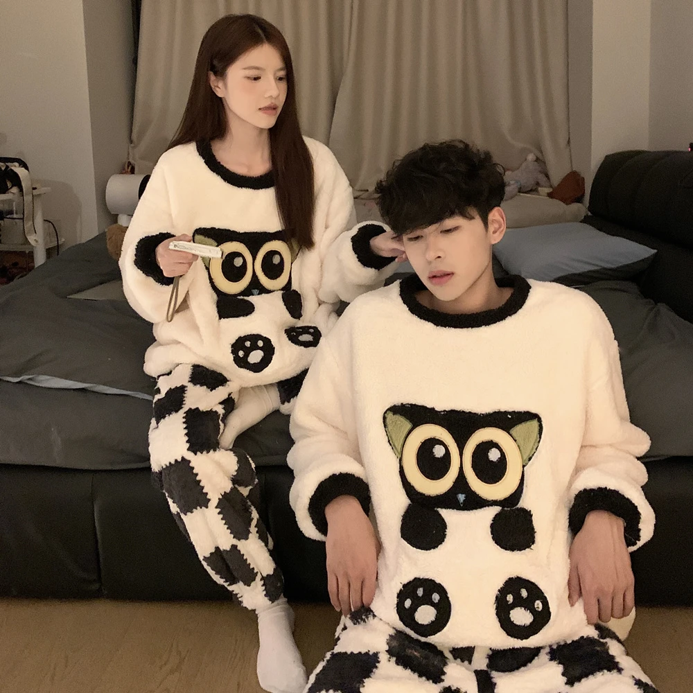 爆款情侣睡衣珊瑚绒女秋冬季2025年新款男士高级感冬天家居服套装