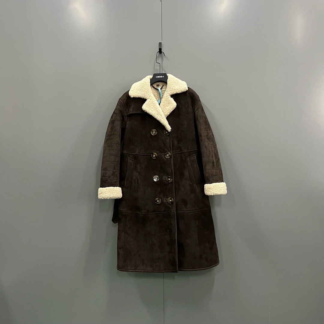 99新 BURBERRY/博柏利 ab1017 208396 皮毛一体长款大衣 44码