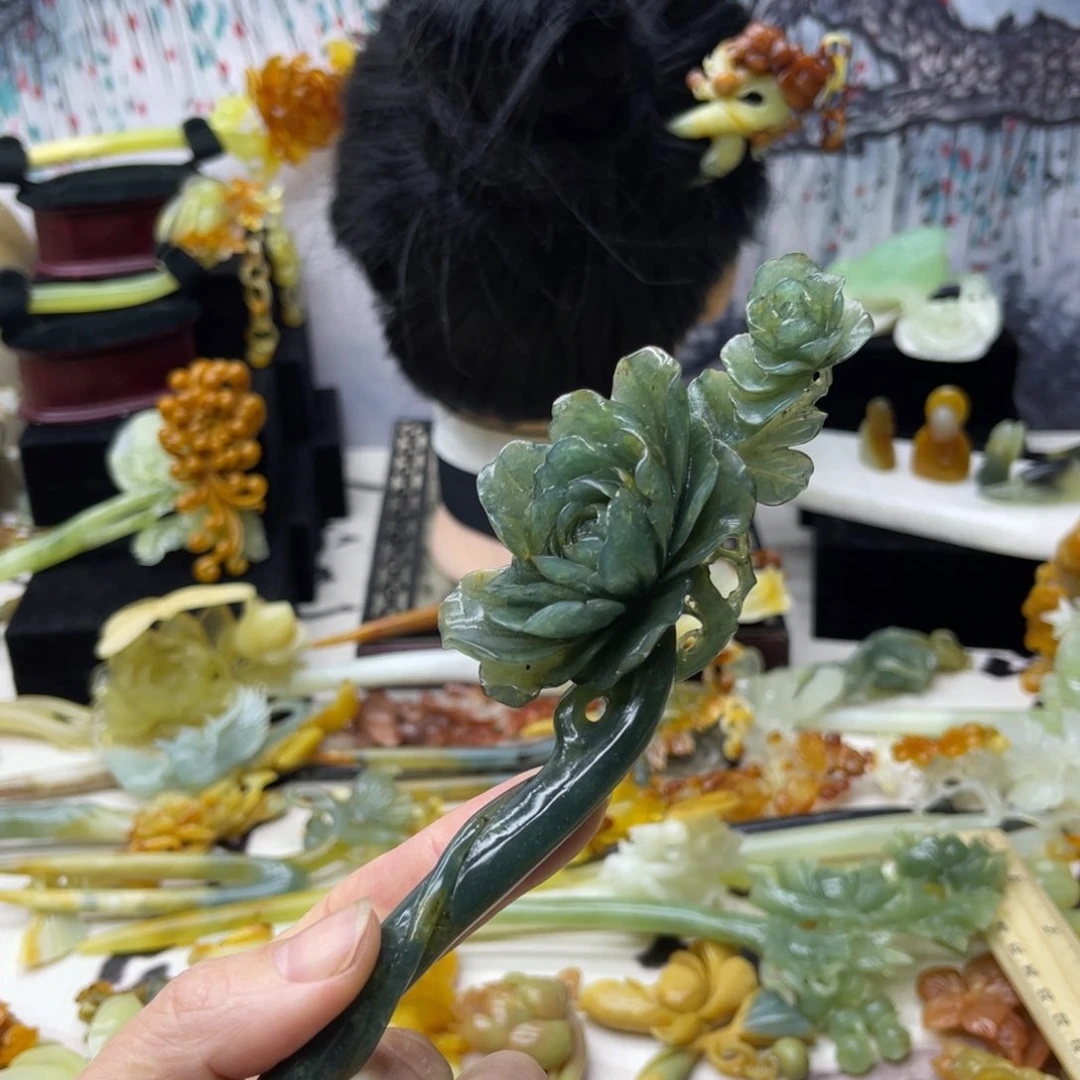 【闪购商品】蛇纹石玉发饰合金ゞ****。