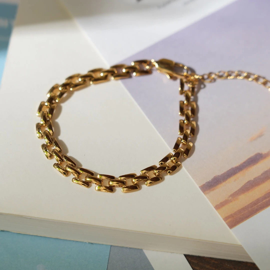 钛钢手链 大小姐·镜面金色抛光高级感金色防水不掉色手链