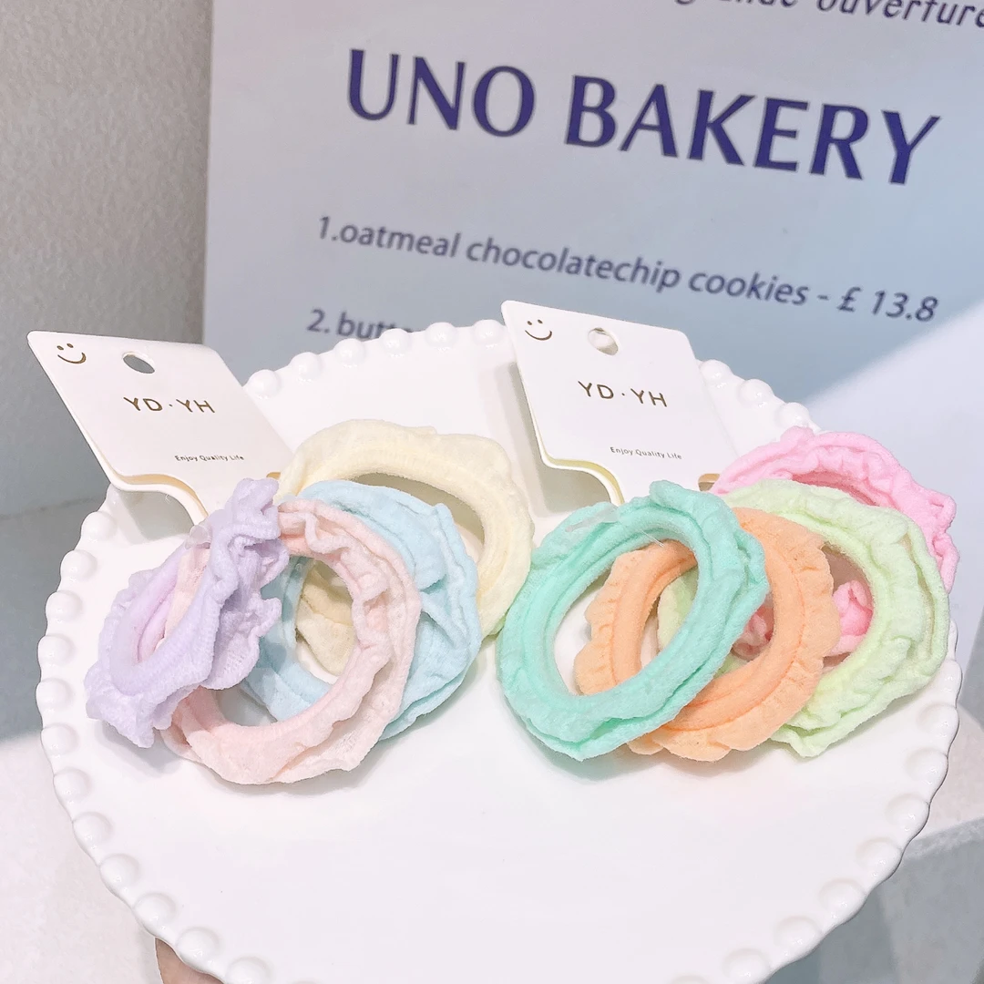 A-8075（满10飞）彩色基础花边高弹力头绳   发圈