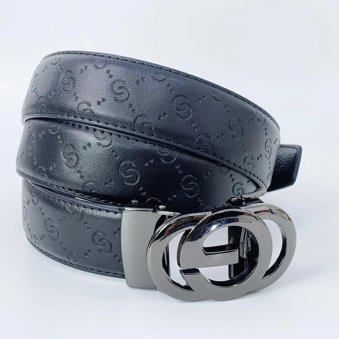 男士皮带商务休闲百搭字母黑色GG无牙自动扣内穿式腰带JJ