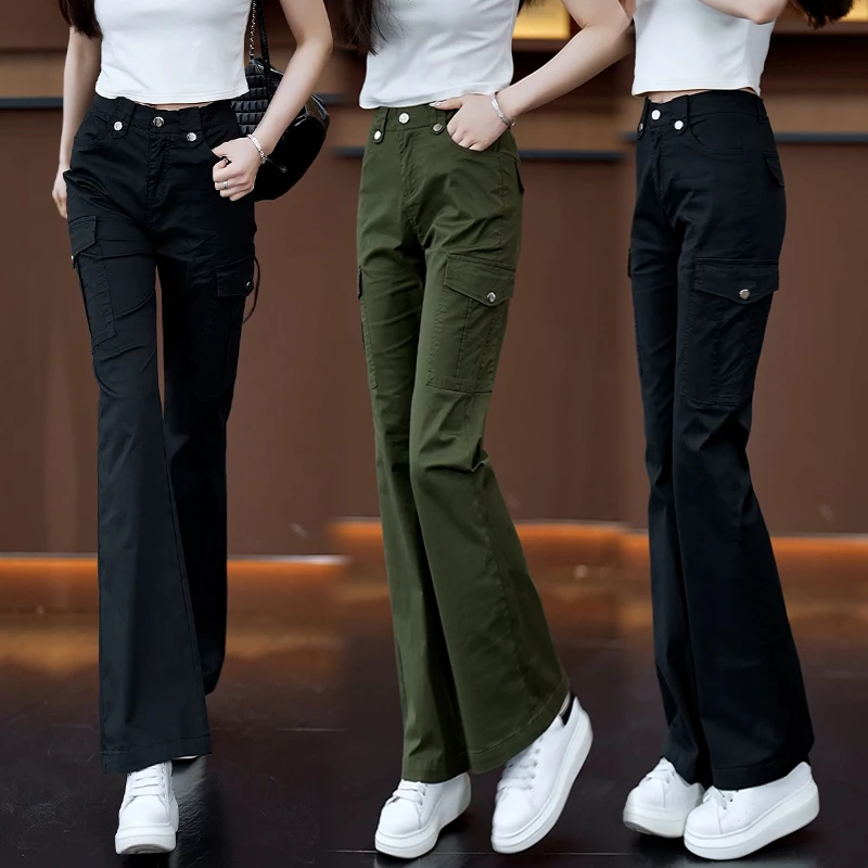 长裤喇叭裤工装裤女春季休闲裤春秋显瘦运动修身休闲微喇裤显瘦