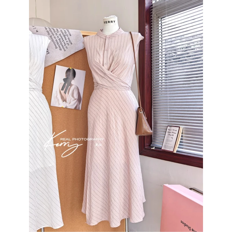 Kerry简单大方长裙 连衣裙显瘦气质夏季复古法式小众收腰无袖