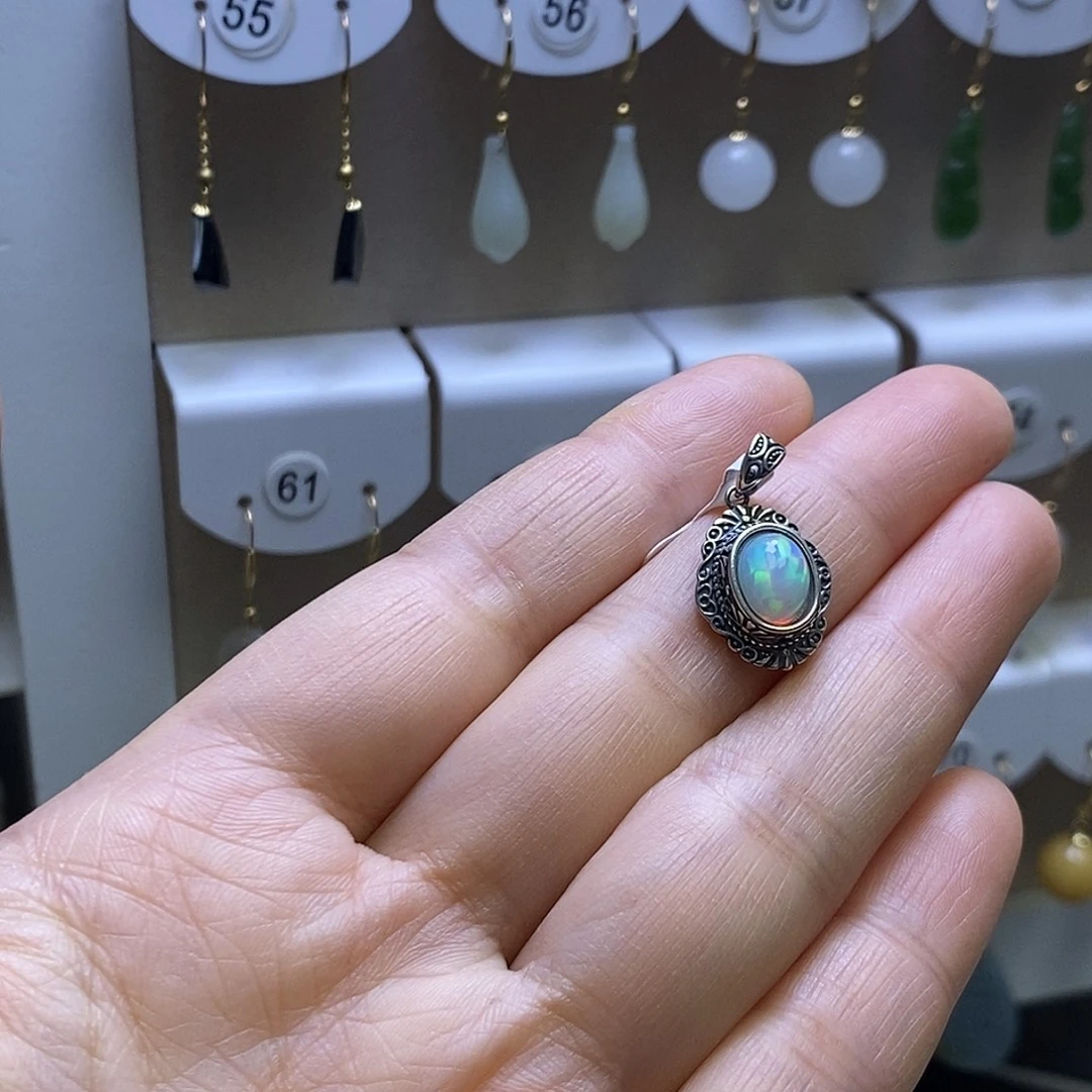 欧泊银S925镶嵌颈饰