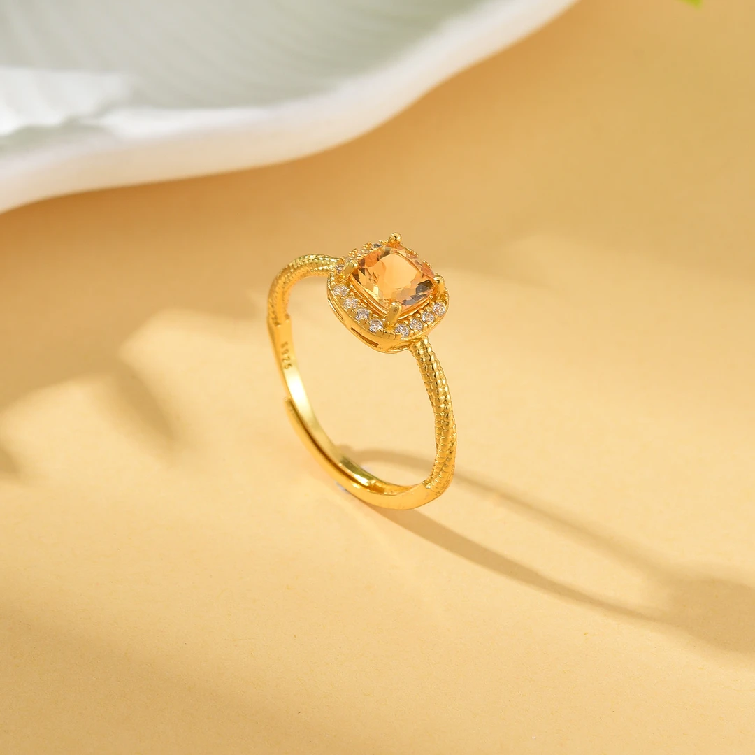 【婉葶珠宝】S925银黄水晶戒指
