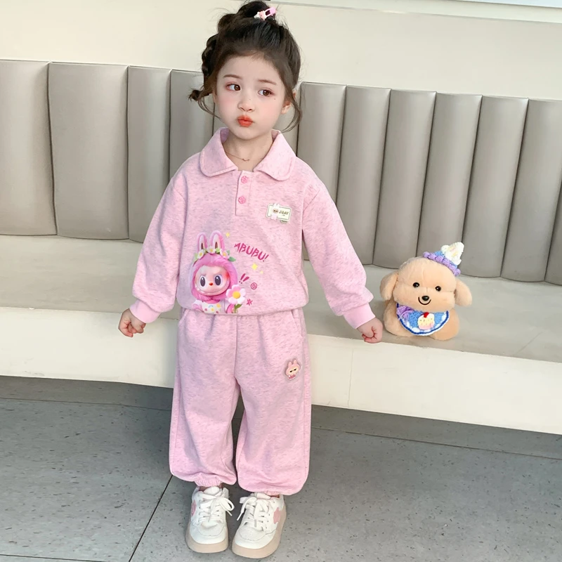 女童拉布布卫衣套装春秋季2025新款洋气儿童女宝宝春秋季运动秋装