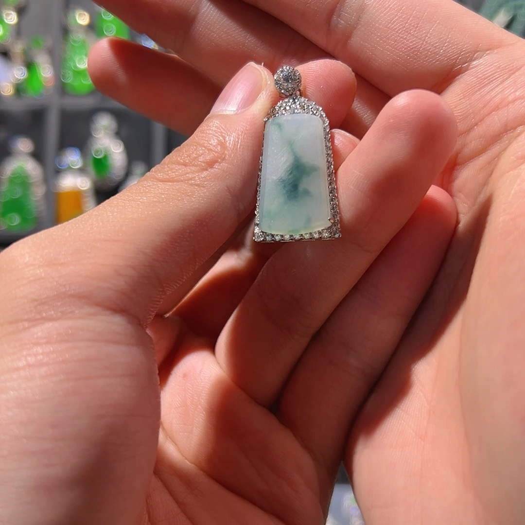 翡翠银S925镶嵌吊坠(不含链)吊坠