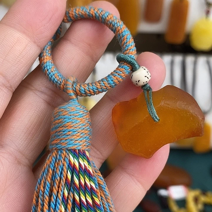 蜜蜡未镶嵌珠宝奇石钥匙扣