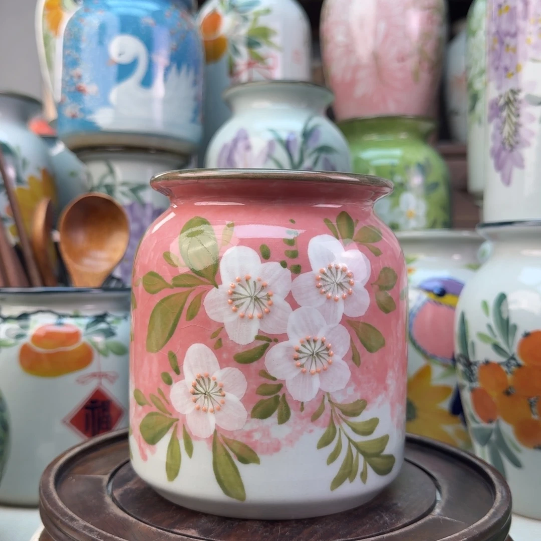 景德镇陶瓷手绘花瓶无孔