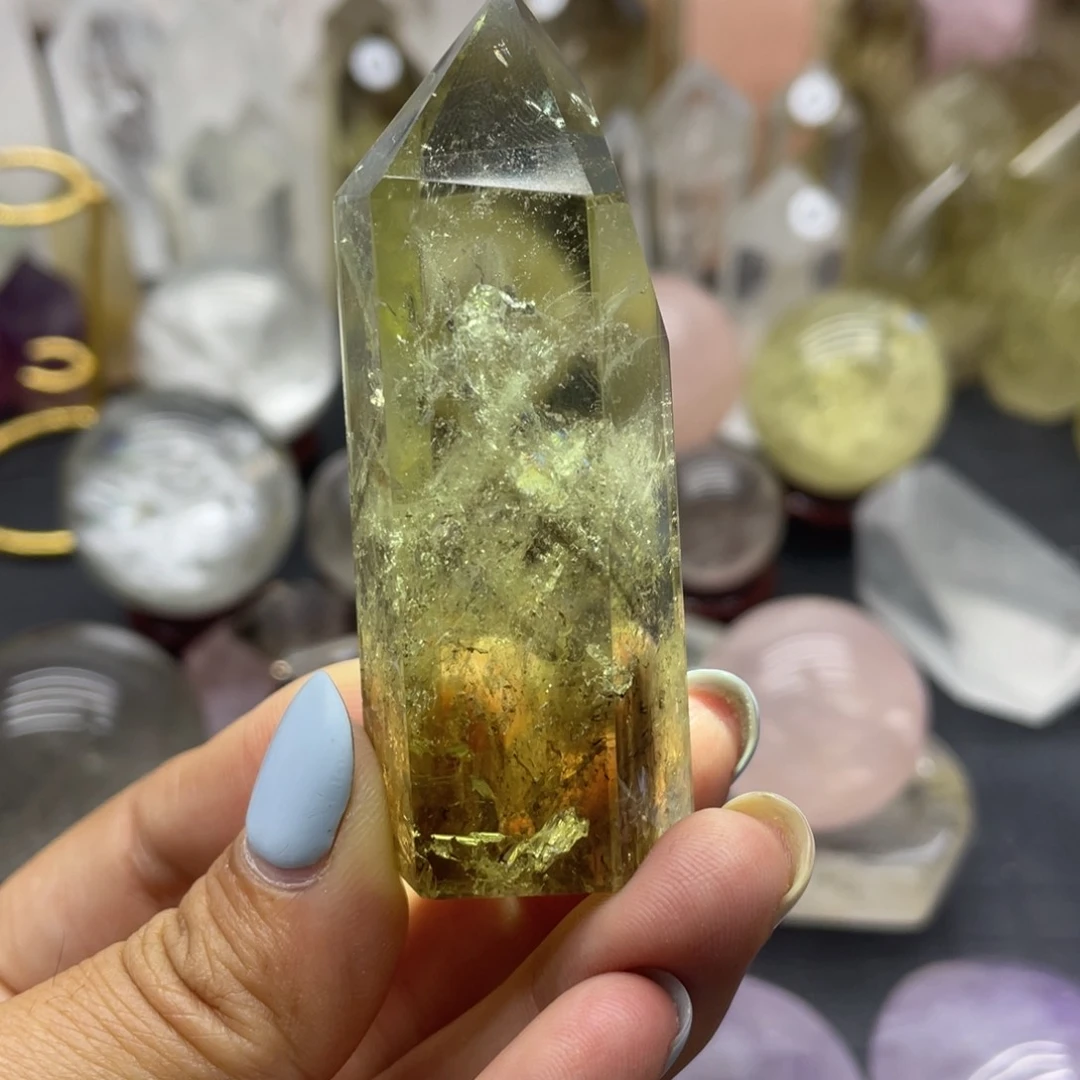 水晶珠宝半成品未镶嵌176黄水晶柱