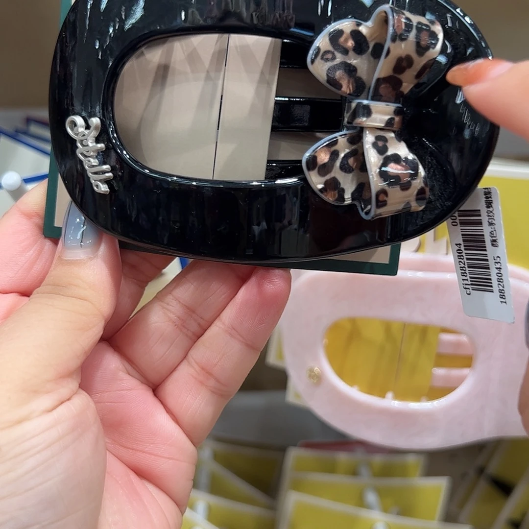 非金属无豹纹蝴蝶结黑贝壳夹