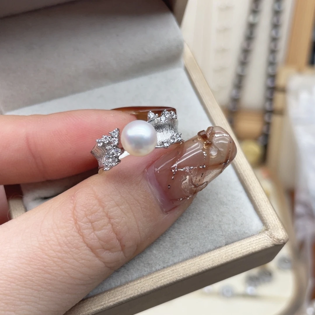 戒指海水珍珠银S925镶嵌D76